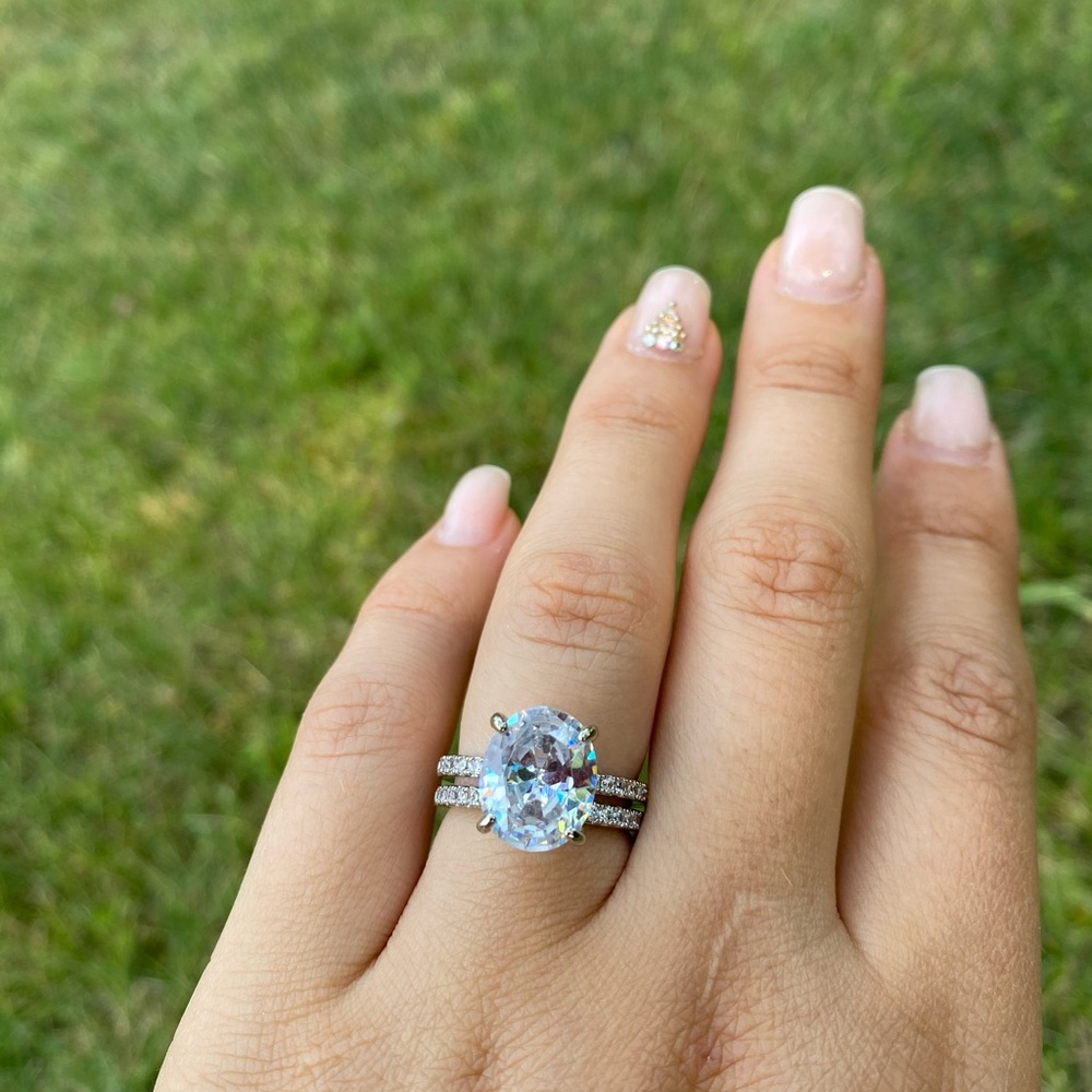 New stamped 925 sterling silver diamond  ring set - Picture 7 of 7